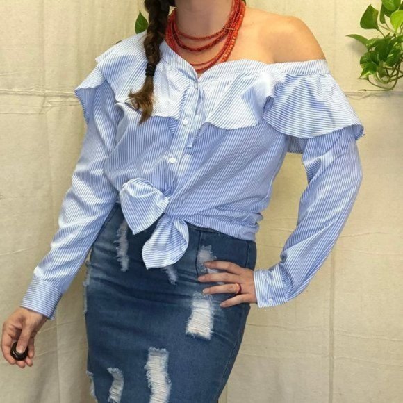 Lea & Viola off the shoulder asymmetric blouse - Picture 1 of 13